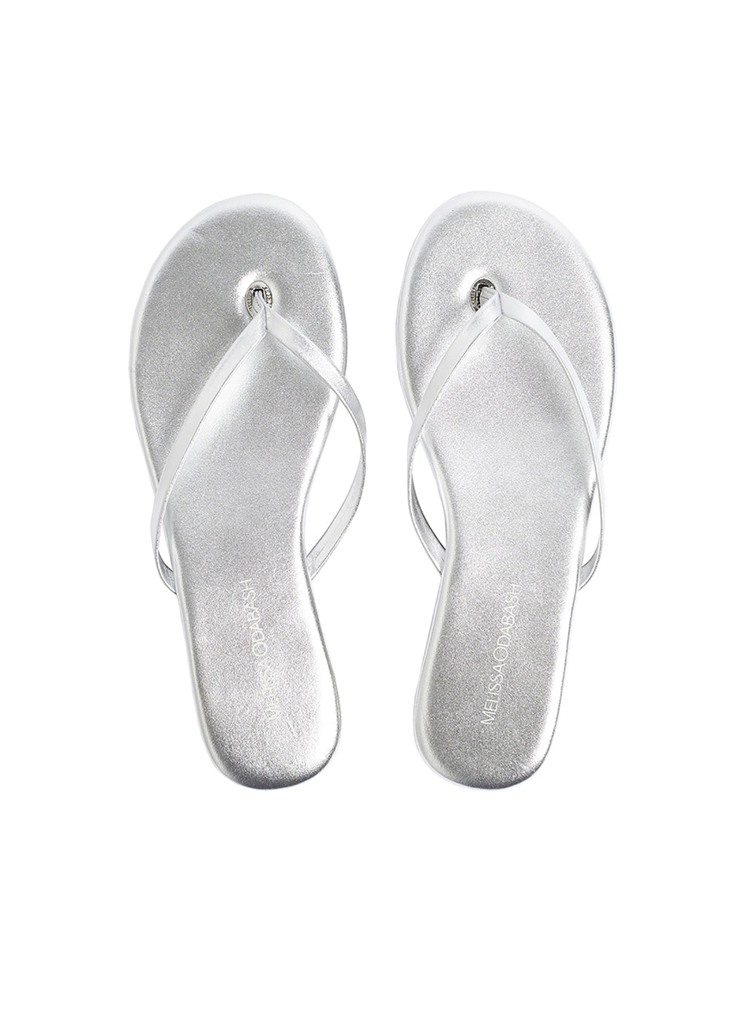 Melissa Odabash Leather Flip Flop Sandals Silver - 2024 Collection
