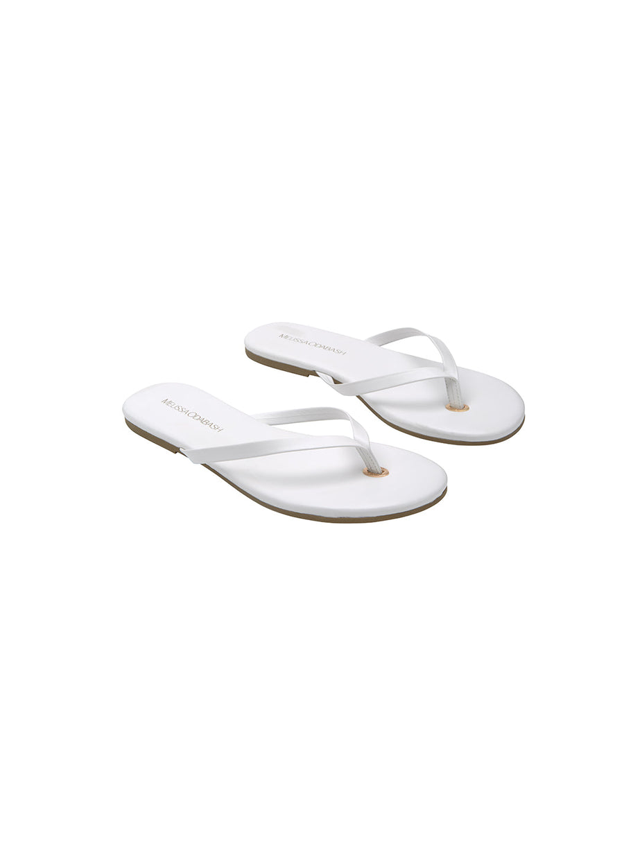 Leather Flip Flop Sandals White