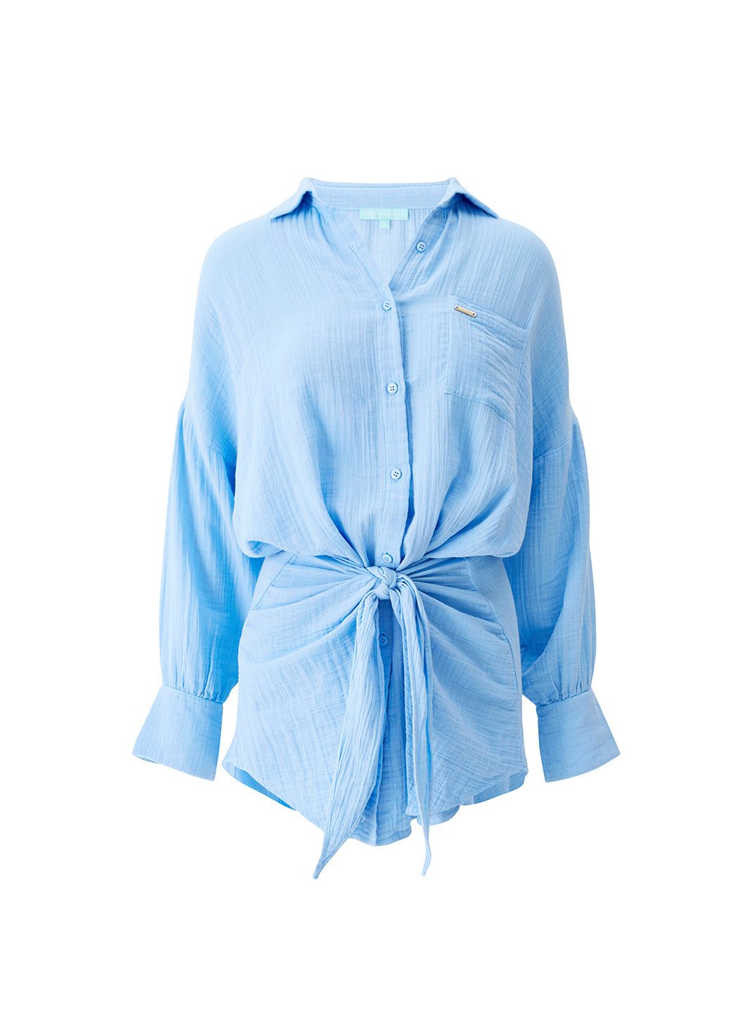 Sara Dusty Blue Ruched Shirt Mini Dress Official Site
