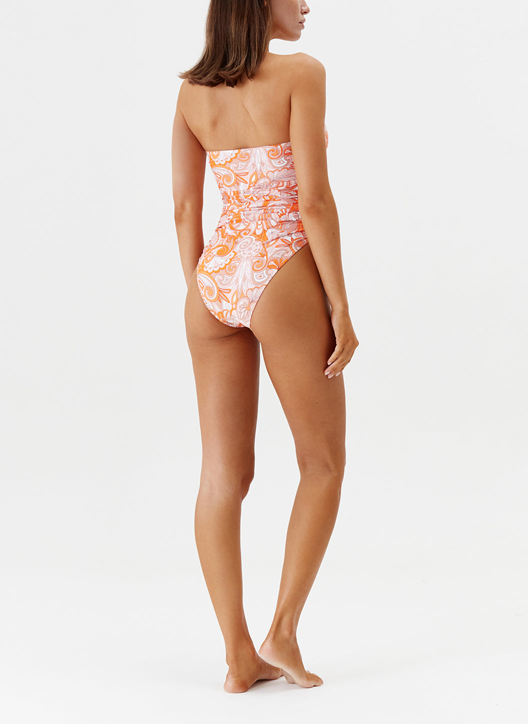 Melissa Odabash Sydney Orange Mirage Ruched Bandeau Swimsuit - 2024 Collection