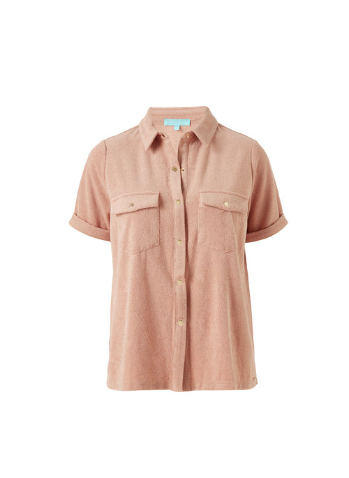 Melissa Odabash Tori Tan Terry Short Sleeve Shirt - 2024 Collection