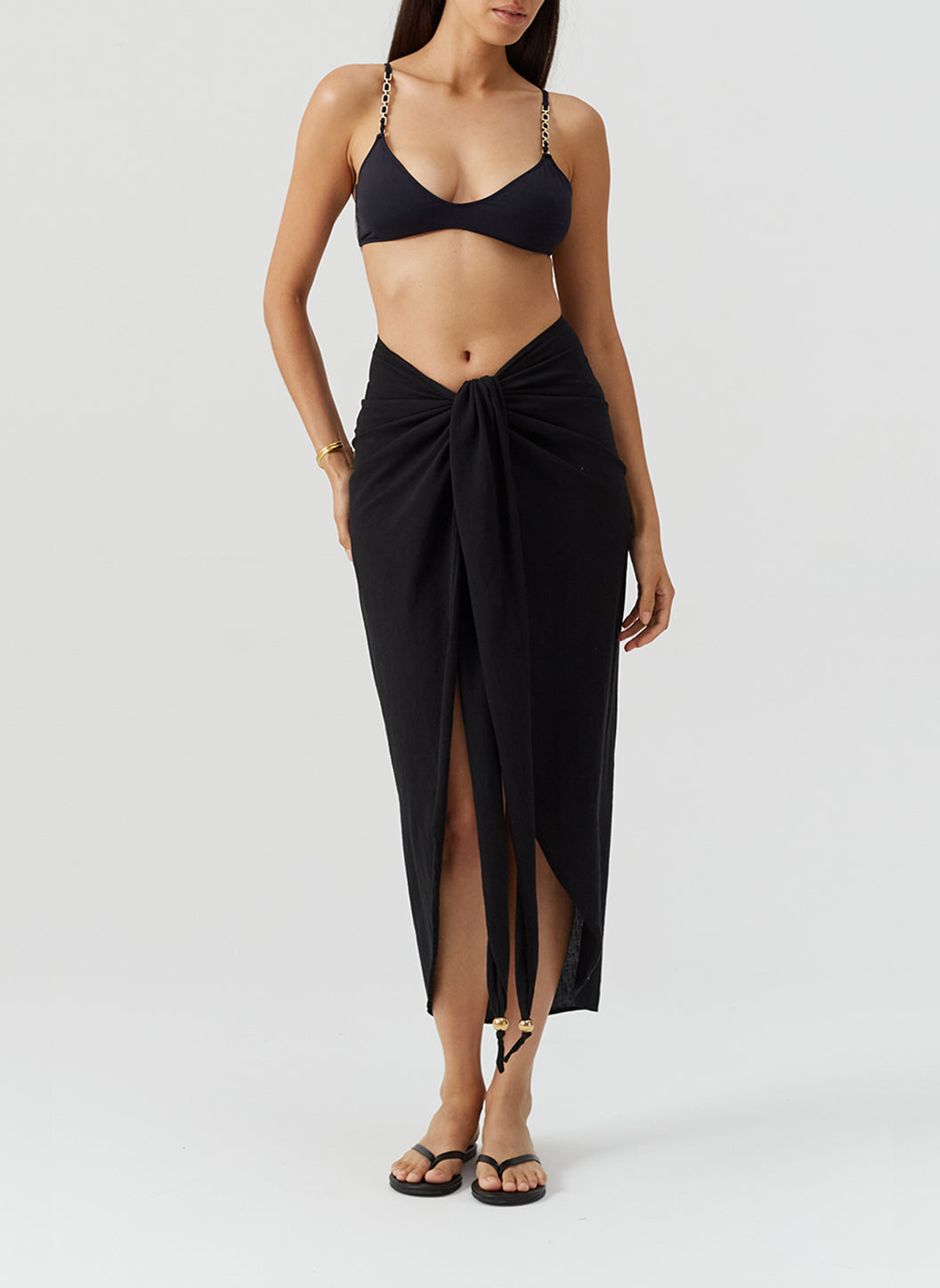 Winnie Black Tie Front Skirt | Official Site