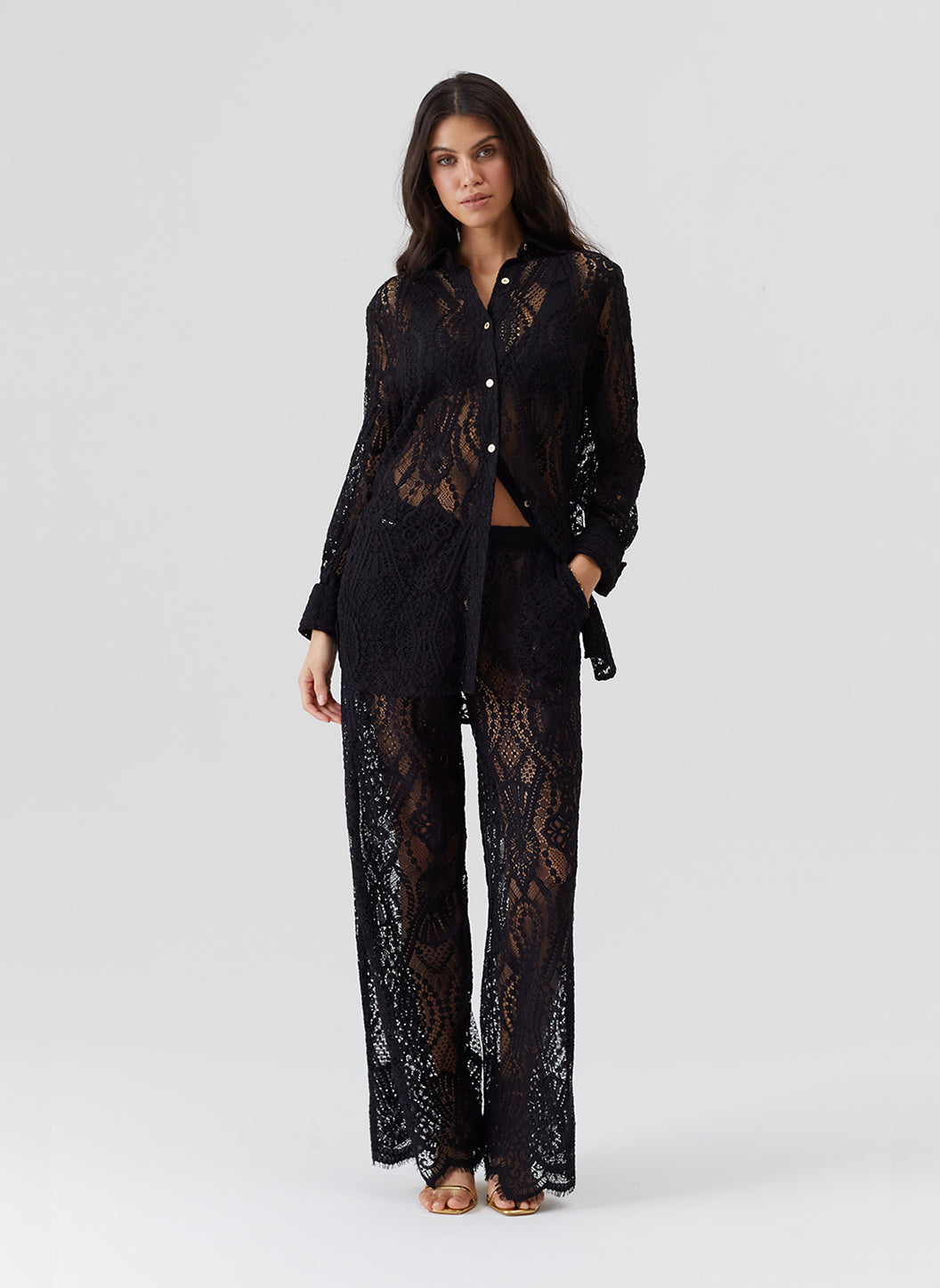 Zahra Black Lace Trousers | Official Site