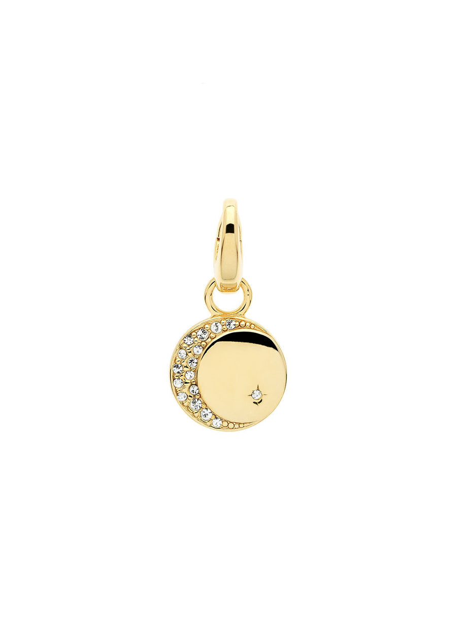 MOON CHARM GOLD W/CRYSTALS MOON CHARM GOLD W/CRYSTALS