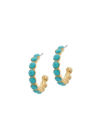 Gold Turquoise Hoop Earrings-2024