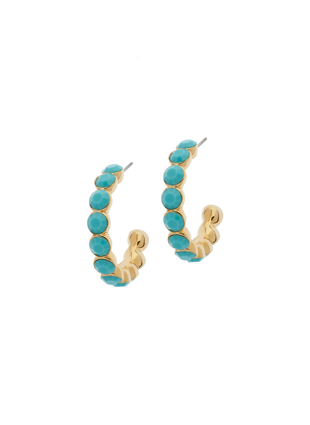 Gold Turquoise Hoop Earrings