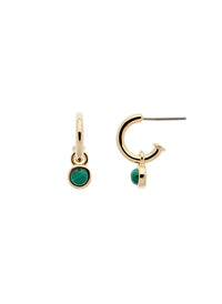 Gold Malachite Hoop Earrings-2024