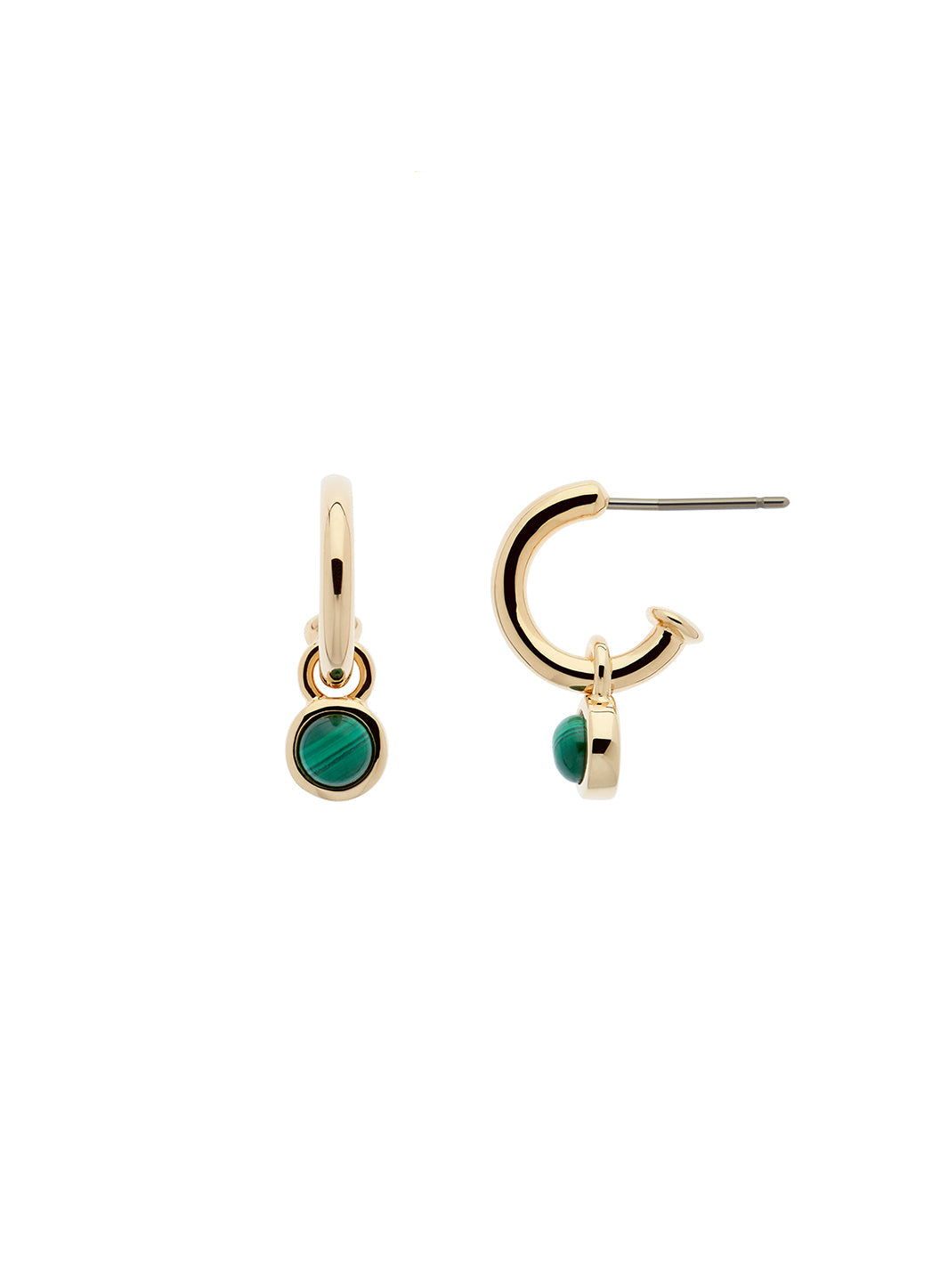 Gold Malachite Hoop Earrings-2024