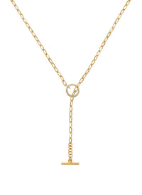 Gold Mini Chain & Crystal Hoop Necklace-2024