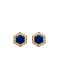 Blue Crystal Hexagon Earrings-2024