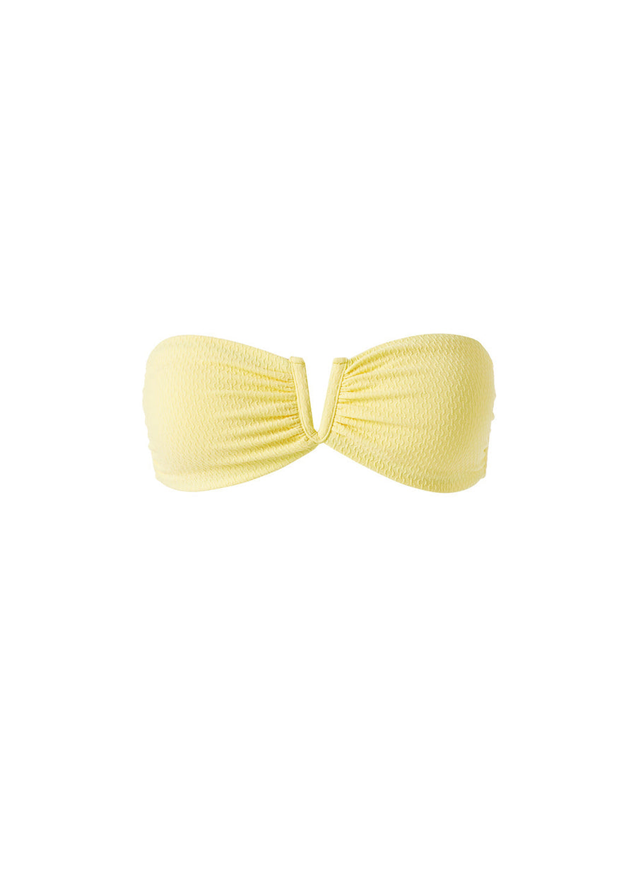 Alba Yellow Textured Bikini Top Cutout