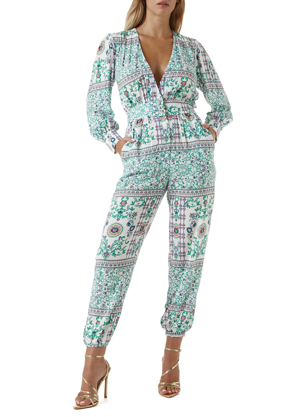 Ayana Blue Crepe Jumpsuit_Model F