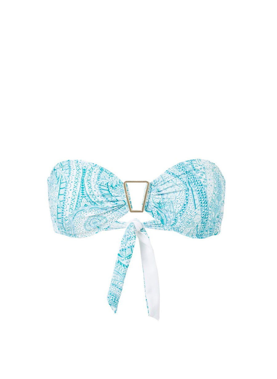 Barcelona Paisley Bandeau Traingle Trim Bikini Top