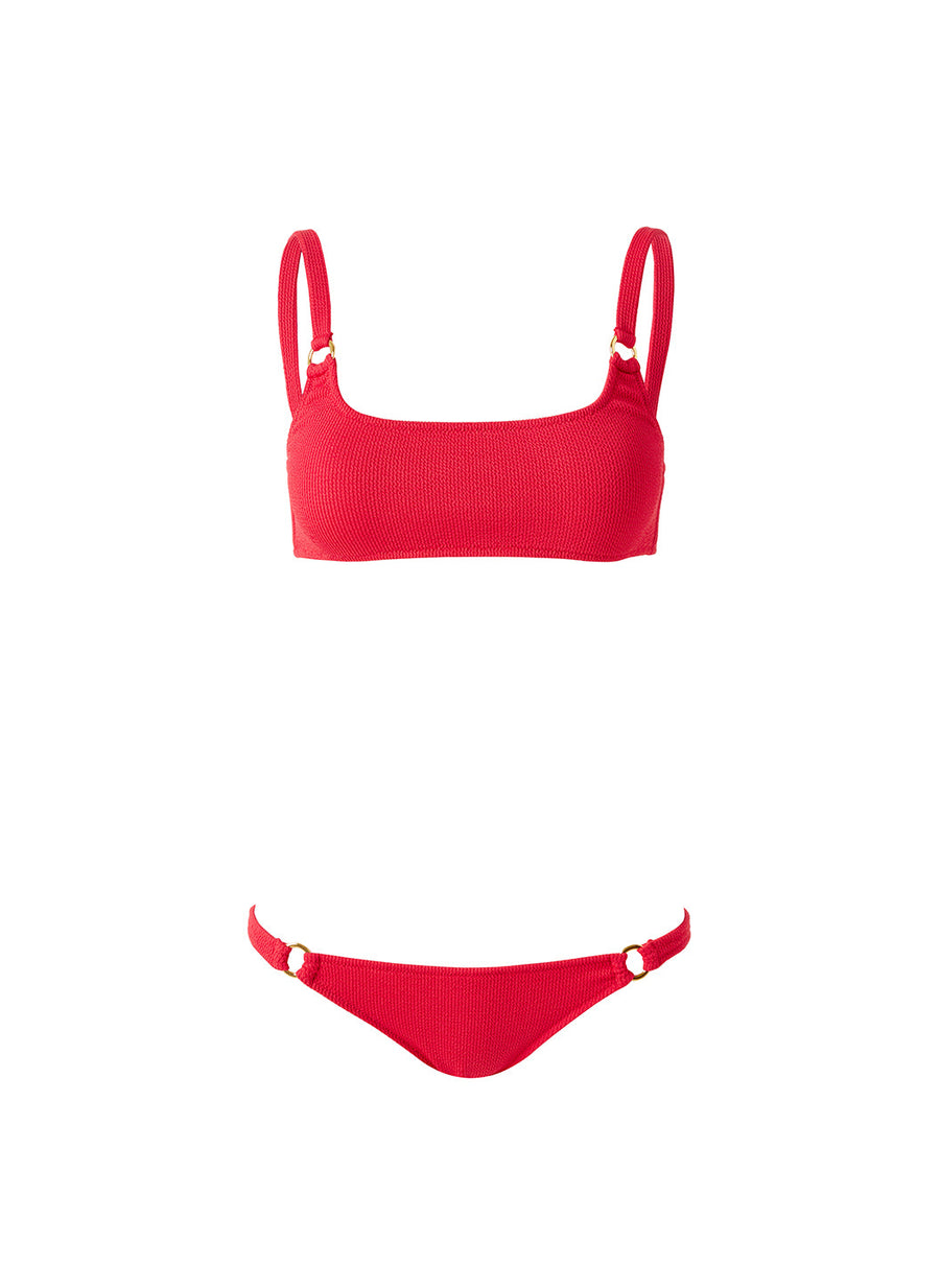 Melissa Odabash Bari Red Ridges Ring Trim Over The Shoulder Bikini ...