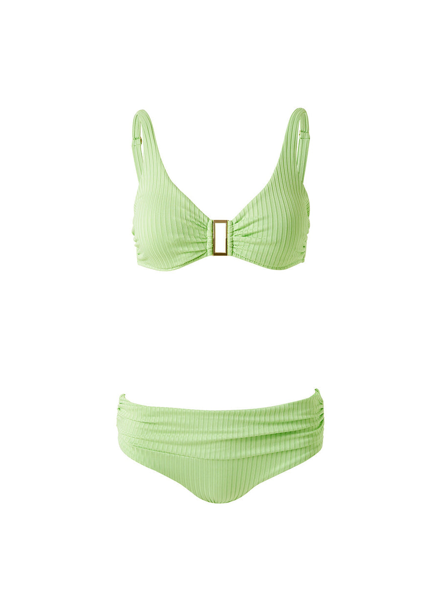 Bel Air Lime Ribbed Bikini Cutout