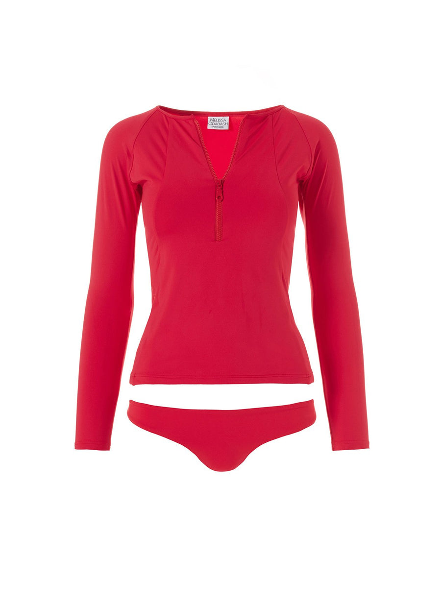 Bondi Red Sports Long Sleeve Rash Vest Bikini 2020