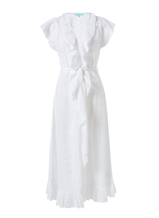 Melissa Odabash Brianna White Frill Wrap Front Maxi Dress | Official ...