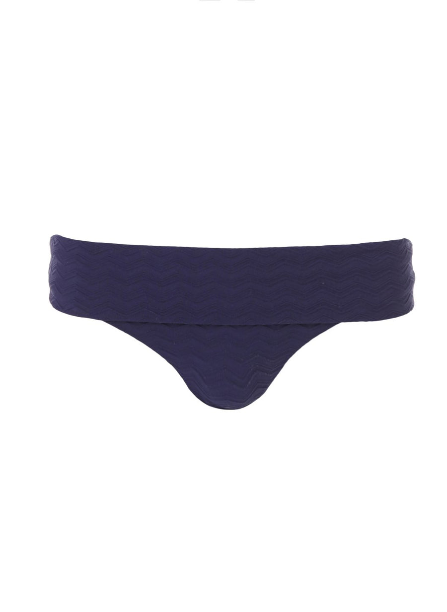 Brussels Navy Zigzag Seamless Fold Over Bikini Bottom