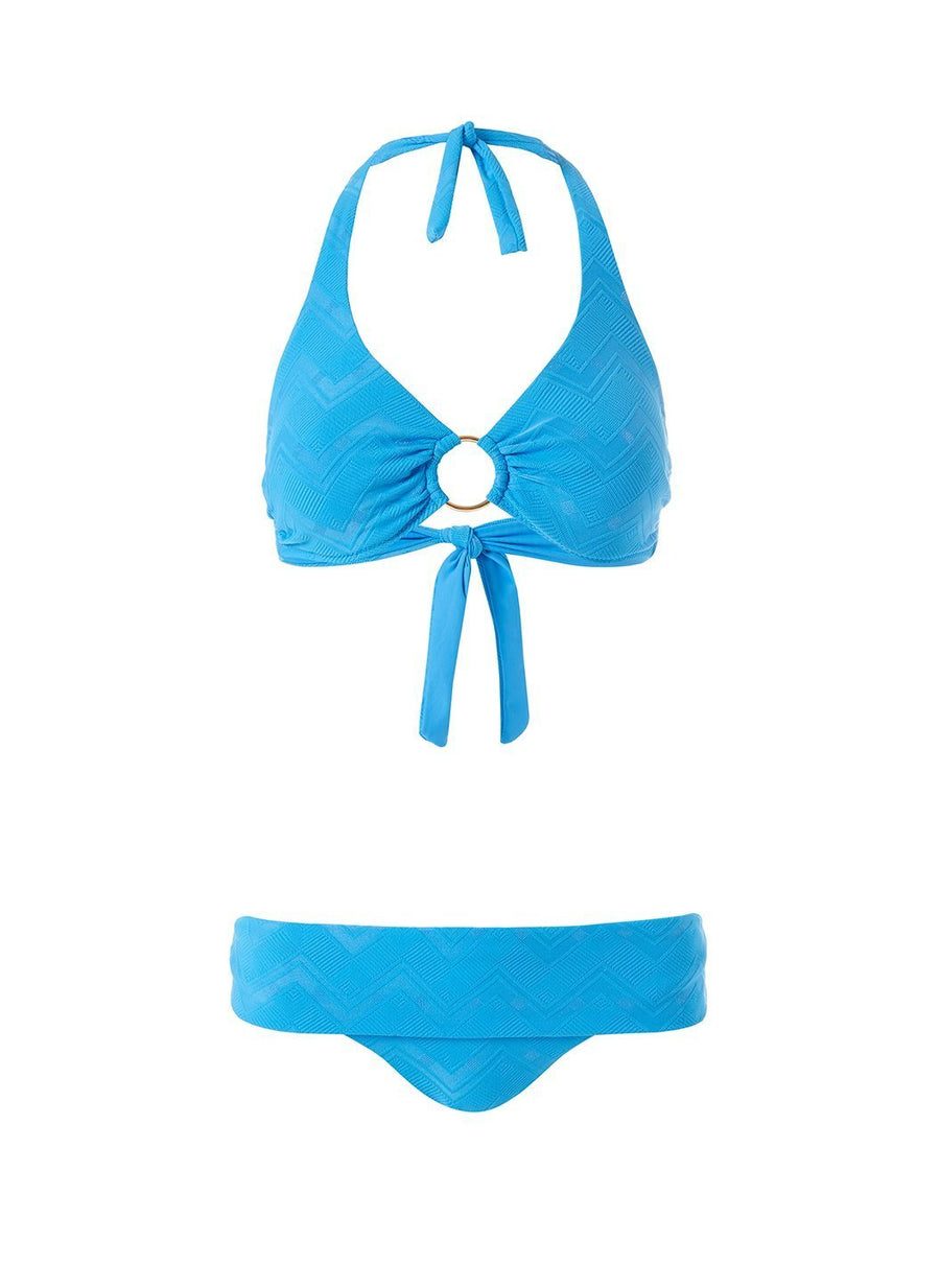 Brussels Azure Zigzag Bikini Top