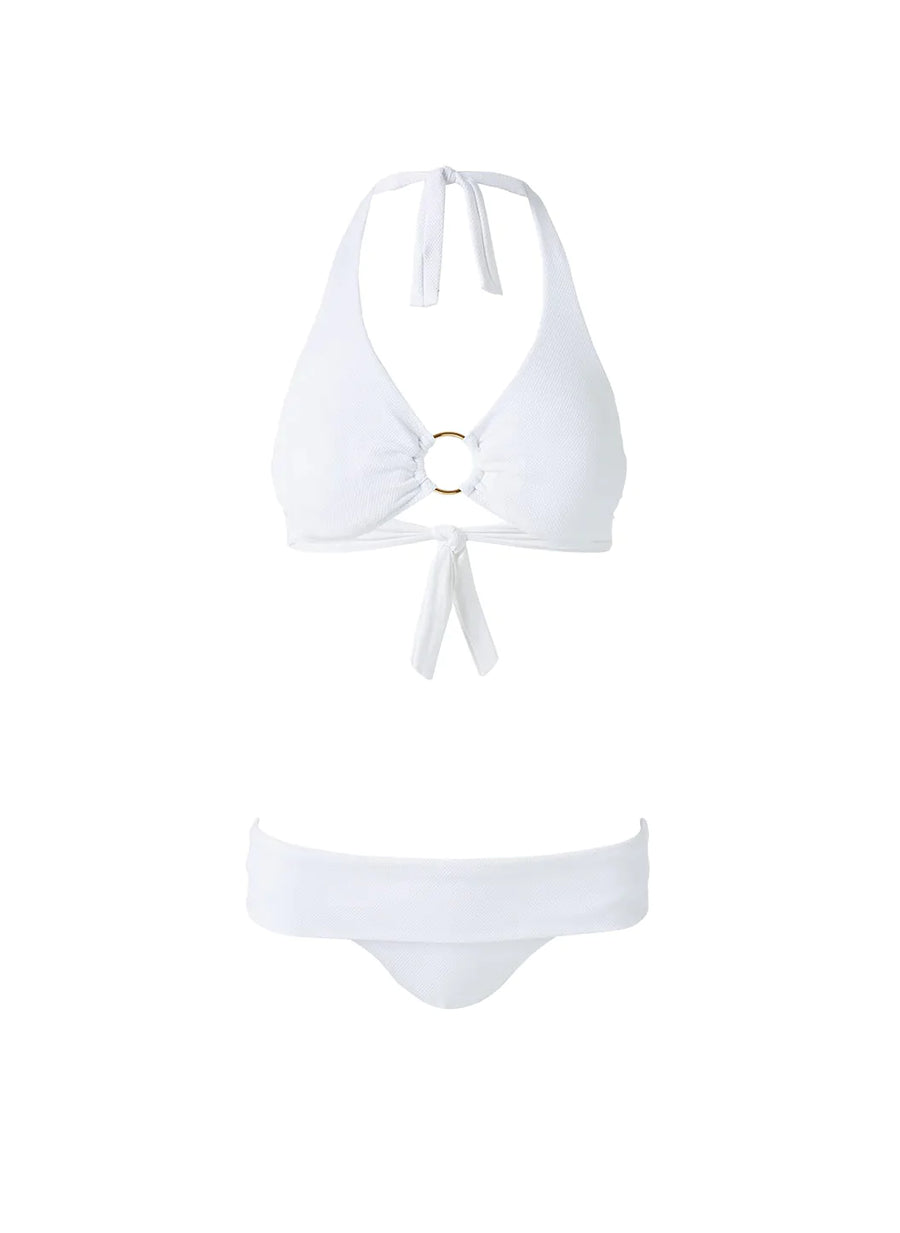 Melissa Odabash Brussels White Pique Ring Trim Halterneck Bikini ...