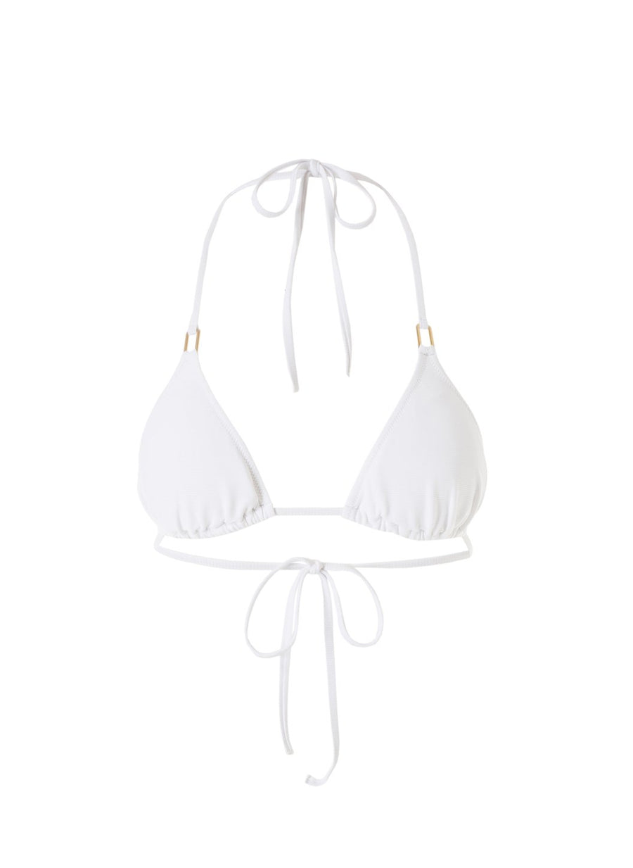 Exclusive Cancun White Ribbed Classic Triangle Bikini Top