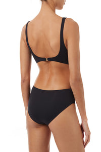Delmar Black Over The Shoulder V-Neck Cut Out Swimsuit