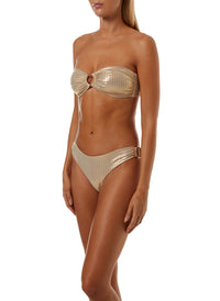 Evita Gold Ribbed Bikini Top