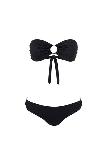 Melissa Odabash Evita Black Ring Trim Bandeau Bikini | Official Website