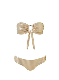 Evita Gold Ribbed Bikini Top