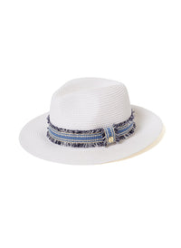 Fedora Hat White/Blue
