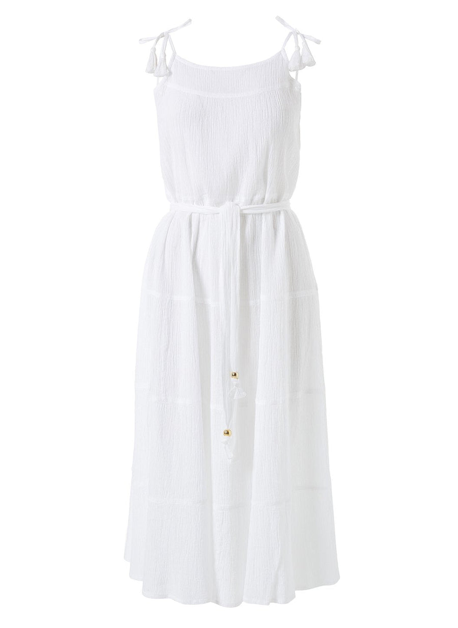 Fru White Over The Shoulder Midi Dress