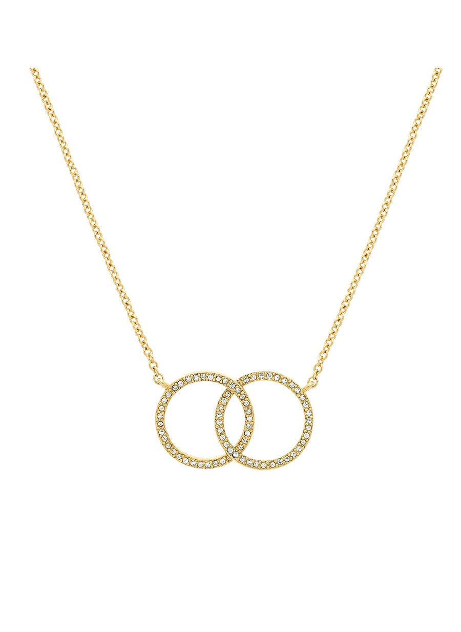 Gold Crystal Double Hoop Necklace-2024