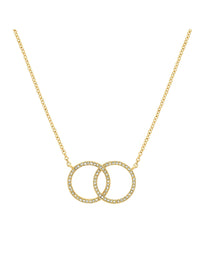 Gold Crystal Double Hoop Necklace-2024