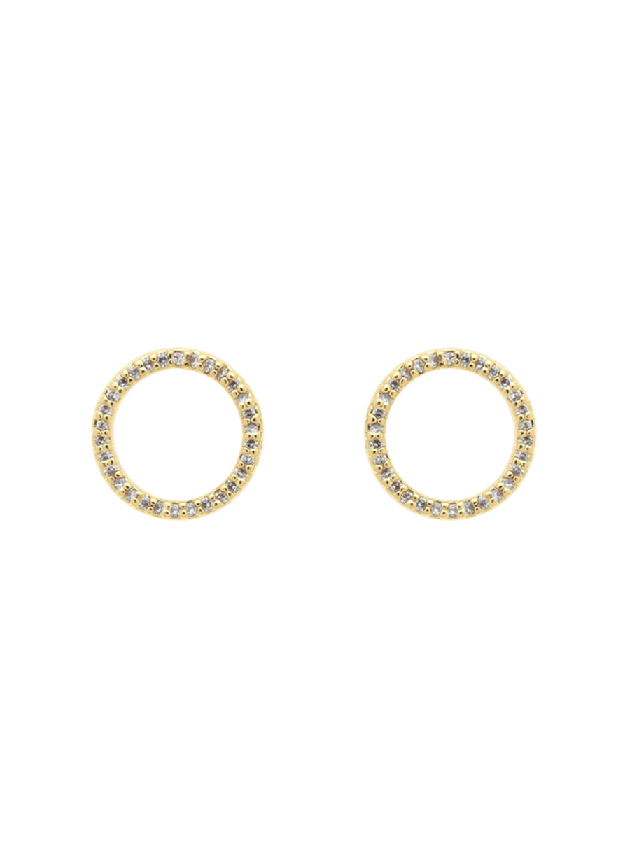 Gold Crystal Circle Earrings