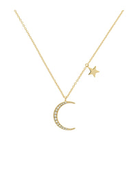 Gold Crystal Moon Pendant Necklace