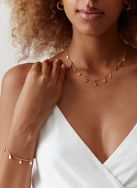 Gold Crystal Charm Bracelet and Necklace