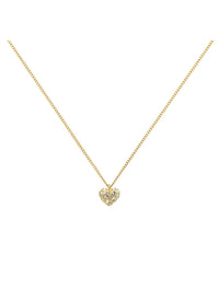 Gold Crystal Heart Pendant Necklace