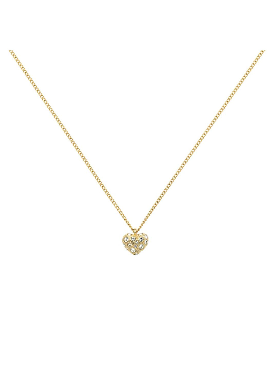 Gold Crystal Heart Pendant Necklace