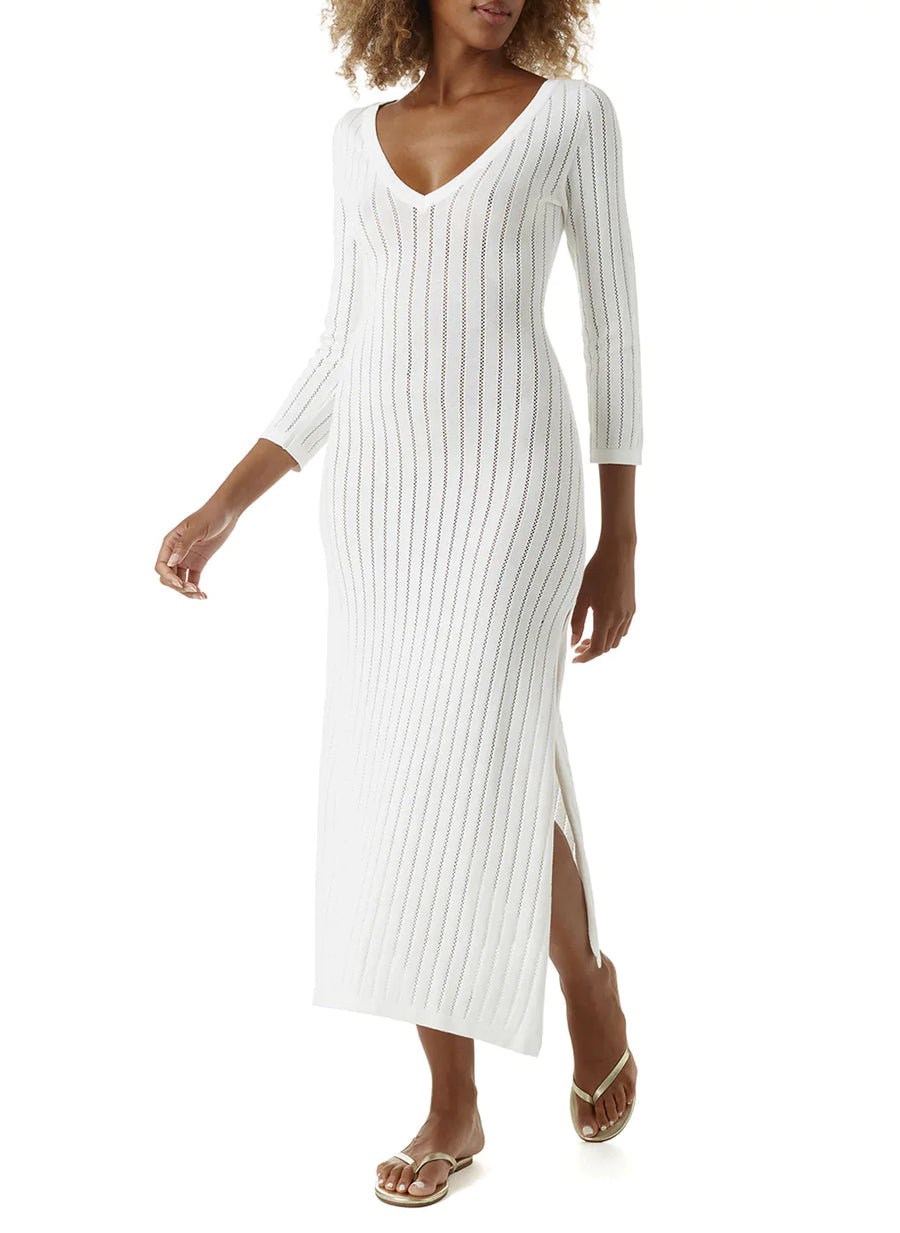 white christmas dresses Casey White Long Sleeve Maxi Crochet Dress
