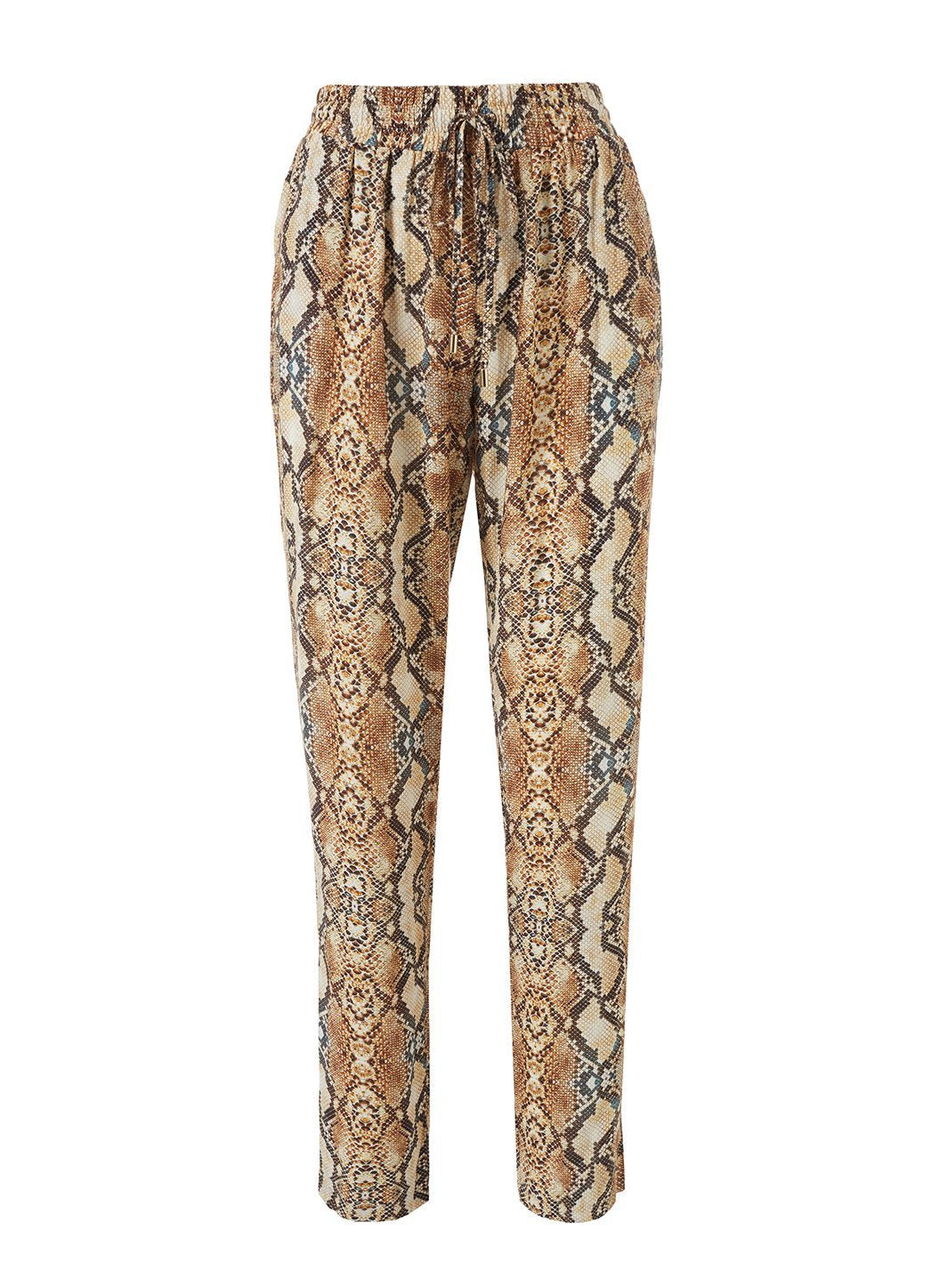 Snake Print Nylon Open Hem Pants
