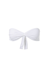 Lyon White High Waisted Bandeau Bikini Top