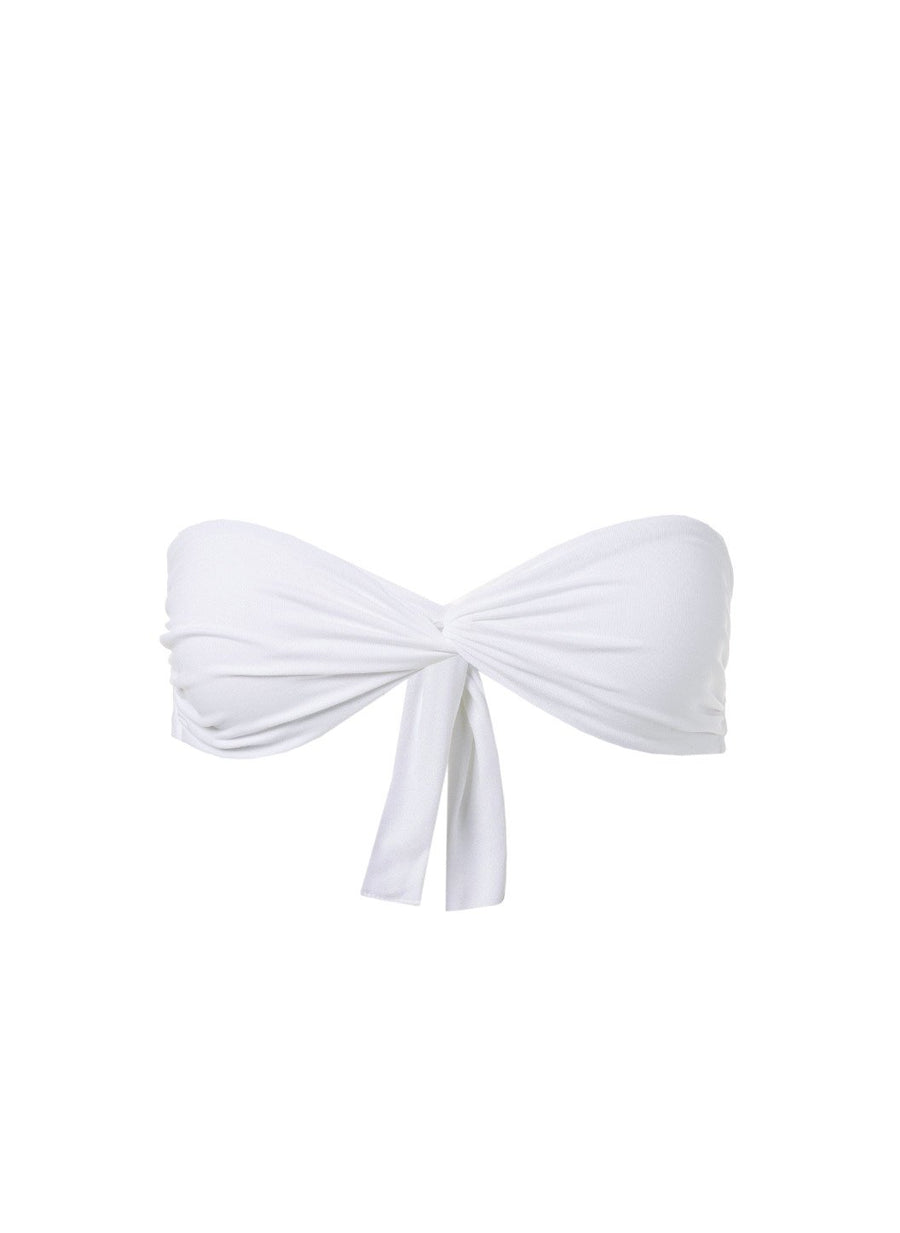 Lyon White High Waisted Bandeau Bikini Top