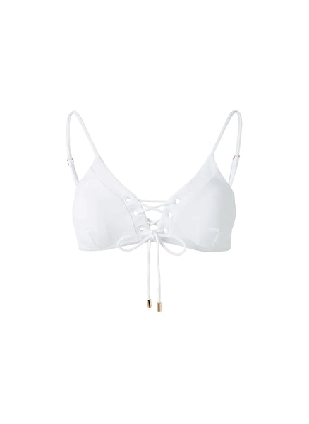 White lace up bikini top top