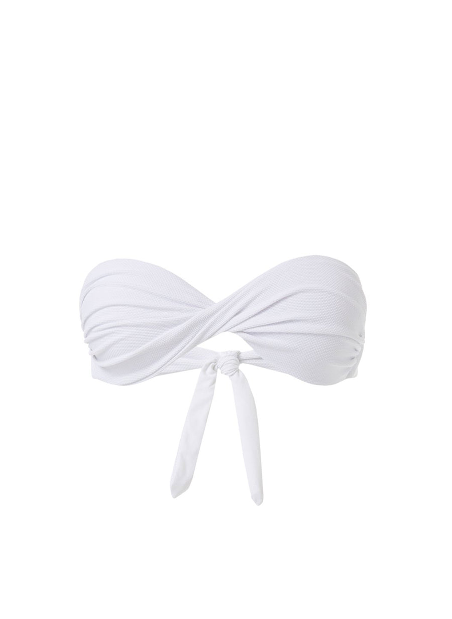 Martinique White Pique Bandeau Padded Twist Bikini Top