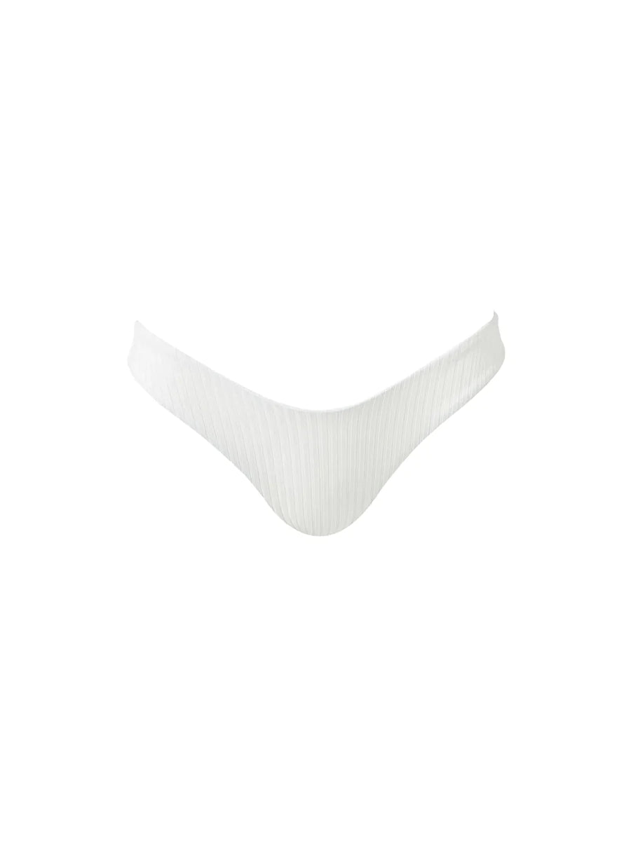 Montreal White Ribbed Bikini Bottom