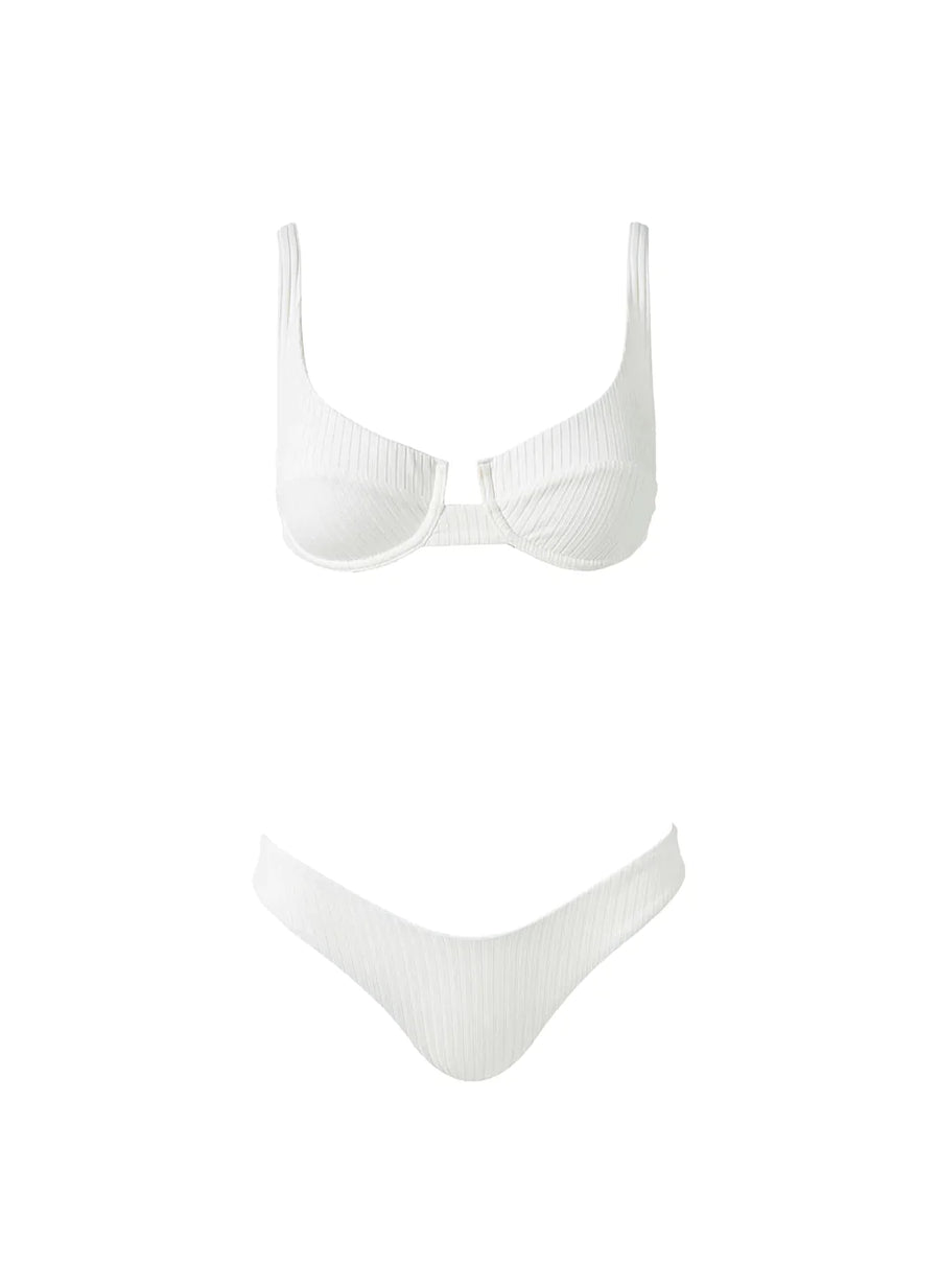Montreal White Ribbed Bikini Cutout 2023  