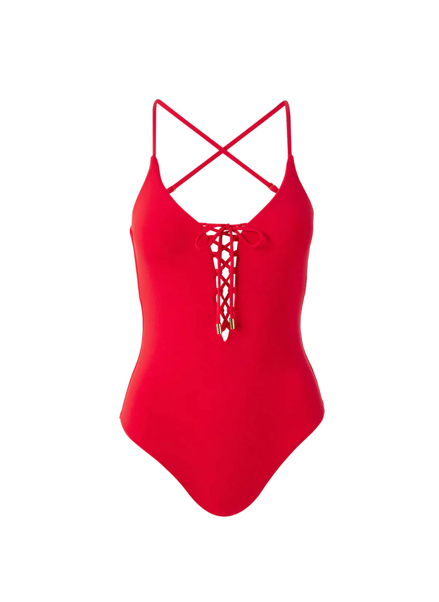 Red lace swimsuit shop
