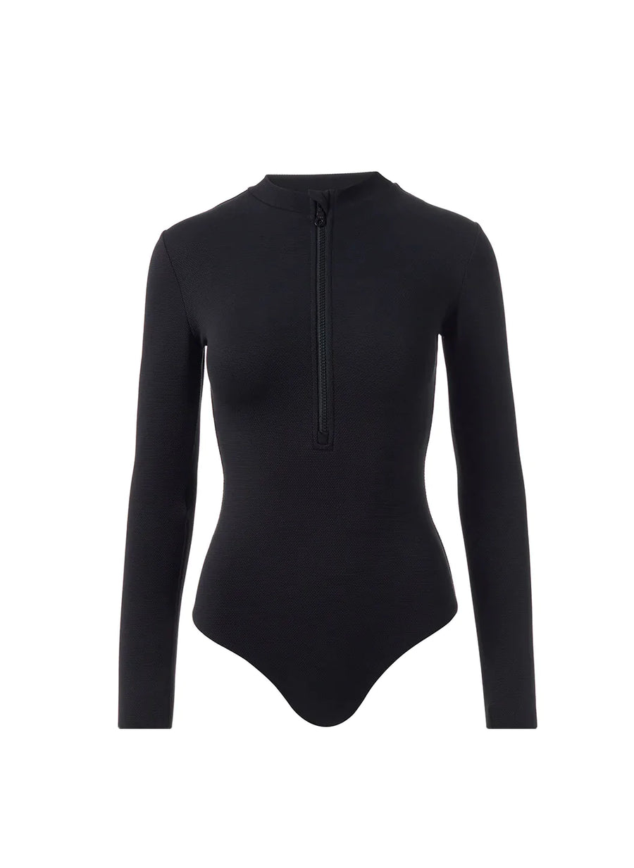Ocean Black Pique Swimsuit Cutout 2023  