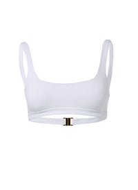 Orlando White Classic Over The Shoulder Crop Bikini Top