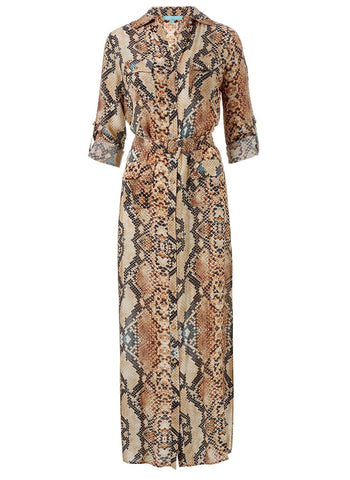 Snake print maxi shirt dress online